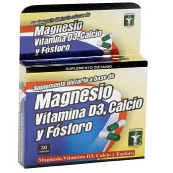 Magnesio, Vitamina d3, Calcio y Fósforo X 30 Cap